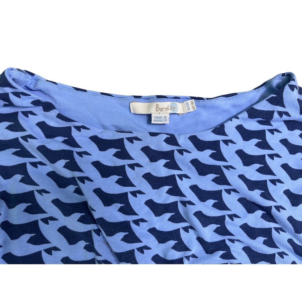 Boden Blue Houndstooth Print Dress Womens US 8 Cap Sleeve Fit Flare - Picture 3 of 3